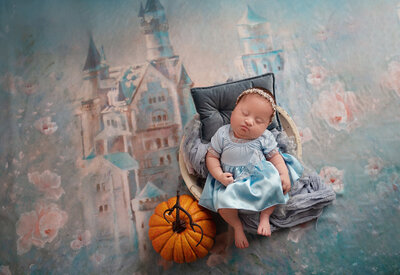 newborn with disney princess props