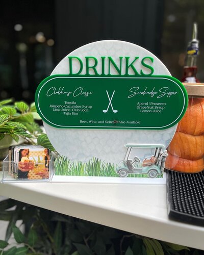 Byrdie Bar custom acrylic menus