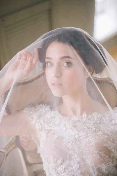 Portrait of the bride at Chateau La Durantie, Dordogne