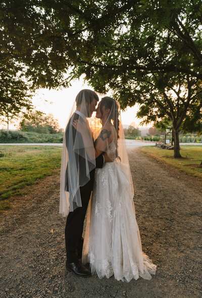 Bride and groom at Terra Valley Farms wedding in Monroe, WA