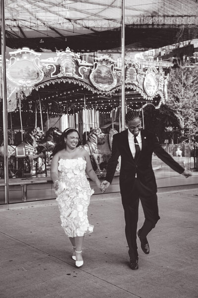 NYC Elopement Photographer. City Hall Wedding. Dumbo Jane Carousel. 