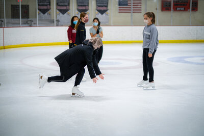 Christi teaching a Mindset Visualization Session for Ice Skaters