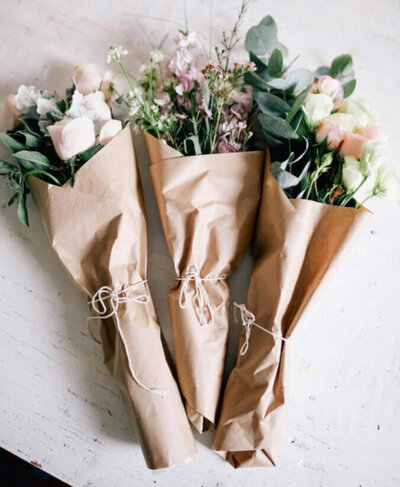 Put together any variety of flowers  in wrapped paper