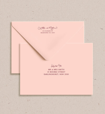 Poeme printed envelope in blush and merlot