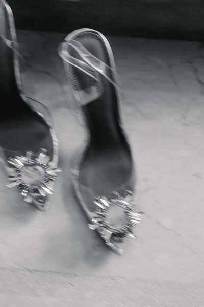 editorial photo of wedding shoes at cap ferrat