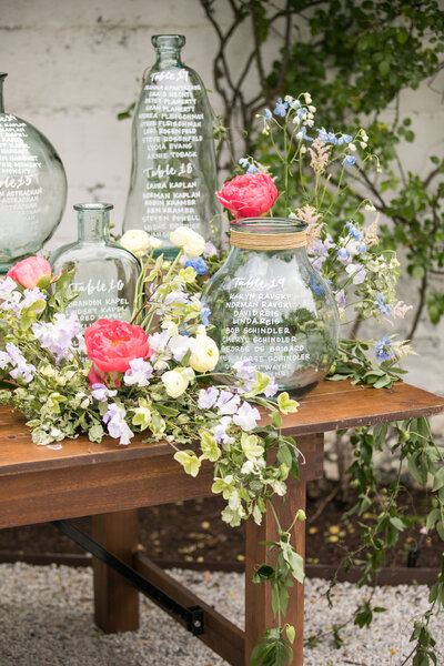 Glass vases with calligraphy written on them