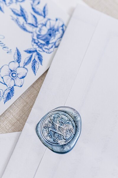 Close up image of wedding invitation suite
