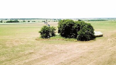 Wide-angle photo of rural land for sale with 360-degree views in North Texas