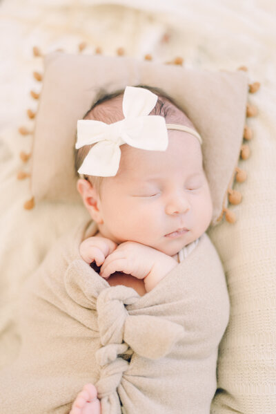 Baby sleeping during a newborn portrait session with Denver Family Photographer Olive and Aster