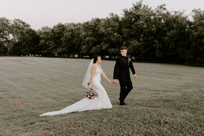 A bride and groom on their wedding day in North Carolina