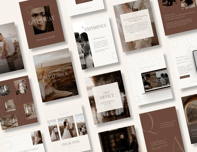Editorial Instagram post templates for wedding photographer