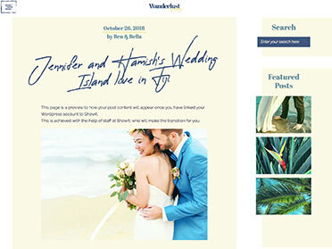 Blog slideshow mobile Showit website plus template Wanderlust Weddings