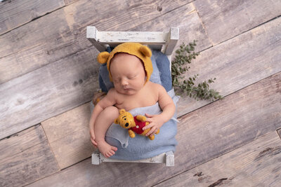 Stein Art Studio newborn photography with a cute little blue blanket