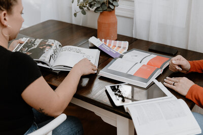 Women working together on a design project