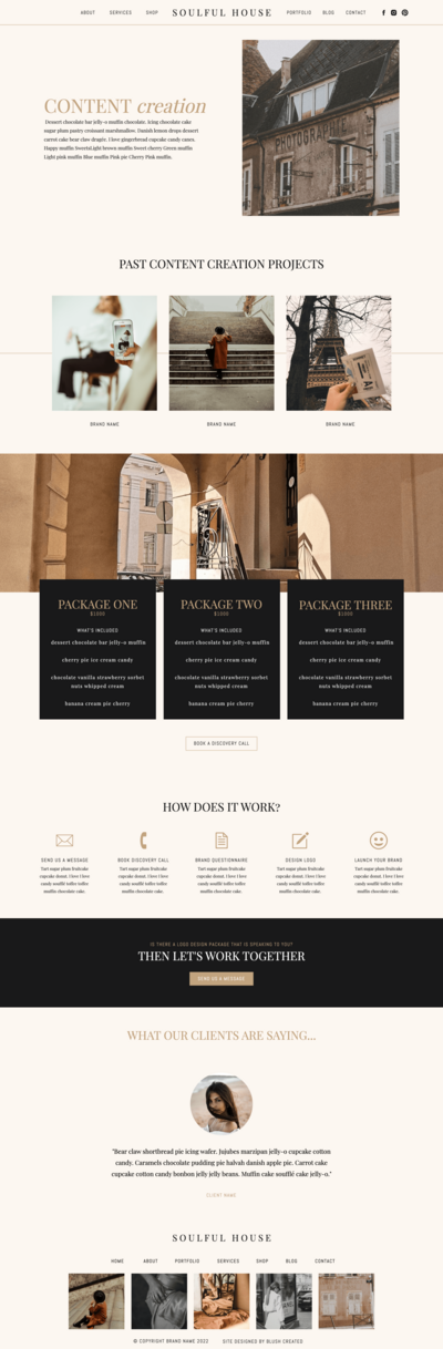 Service page showit website template