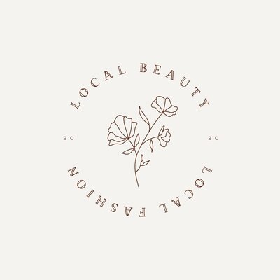 Beige Flower Superminimalism Curved Text Logo