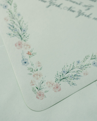Watercolor wedding envelope flap detail