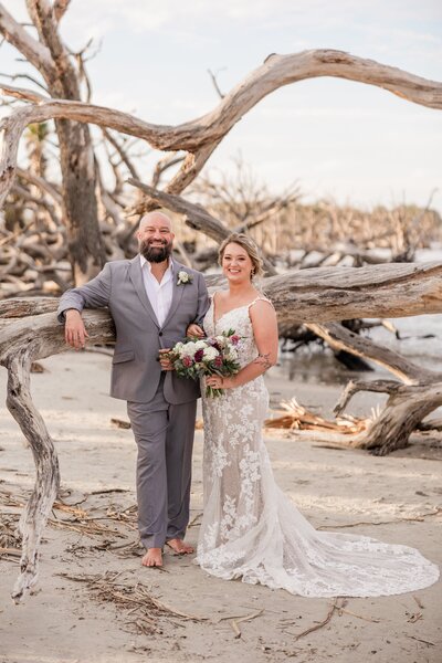 Olivia + Wes's elopement at Driftwood beach, Jekyll Island