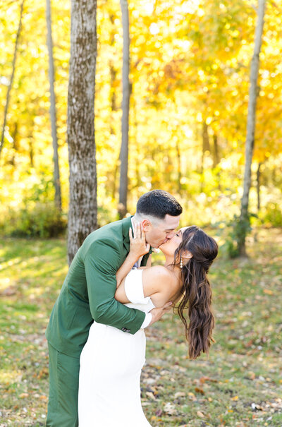 bride and groom embracing