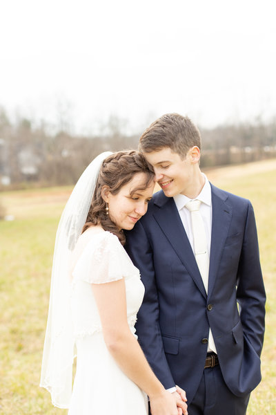 Bride and groom on their wedding day in Morganton, NC