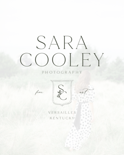 Sara Cooley Fine Art Wedding Photographer Logo overlayed on an image of woman in a field
