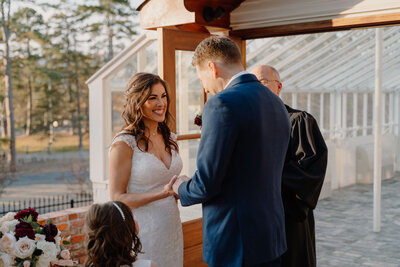 photo of bride and groom saying vows while eloping at hot springs national park in arkansas