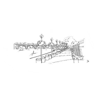 Georgetown waterfront drawing with Key Bridge
