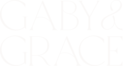 Alternate layout of the Gaby & Grace logo in a light “lace” hue, used for flexible branding applications across digital and print.