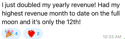 A screen shot of a client testimonial - Direct Knowing testimonials
