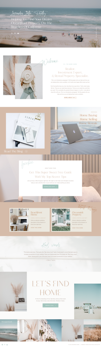Lavender Latte Showit Template