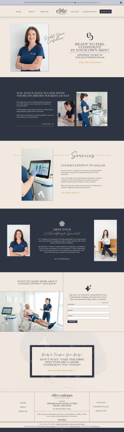 Best small business website design for CoolSculpting in Dallas guiding women through transformational experiences.