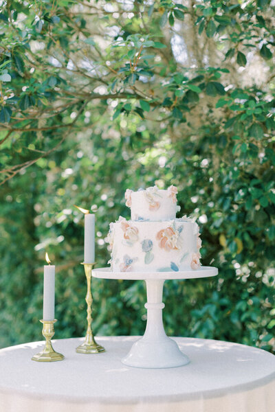 cake with two layers and candles