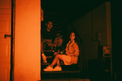 couple sitting on steps