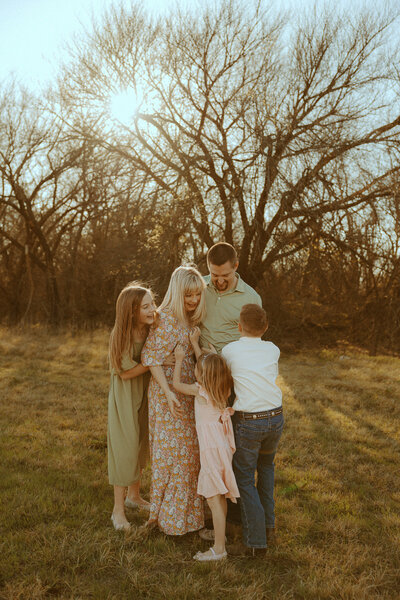 Golden family session in a field in Abilene, TX