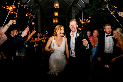 Bride and Groom sparkler exit at The Farm at Old Edwards Inn | Altaterra Events | Maddie Moore Photography