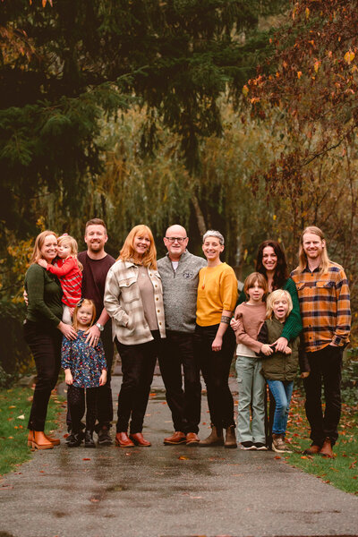 extended family, outdoors, abbotsford, british columbia, trees, park, fraser valley
