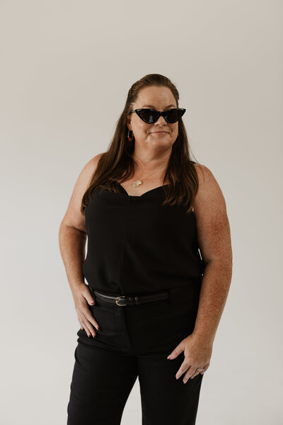Sam Varner, sales strategist and business coach, featured in a dynamic headshot that showcases her no-fluff, high-profit approach to scaling medspas and service-based businesses with clarity and confidence.
