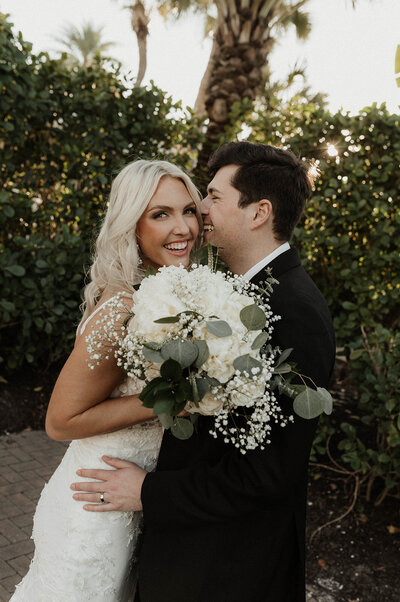 Bride and groom portrait at The Hyatt Regency Resort & Spa in Bonita Springs