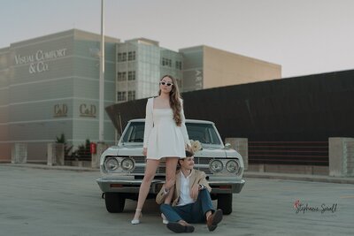 Raleigh Engagement Shoot with vintage car
