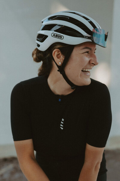 Portrait of Female Cyclist Smiling
