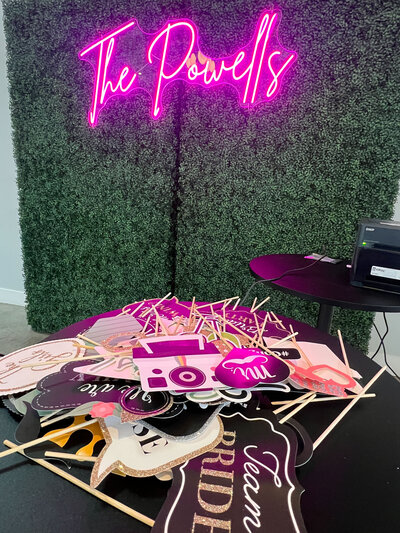 Colorful photo booth props for weddings