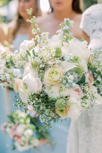 pastel colored bridal bouquet 
