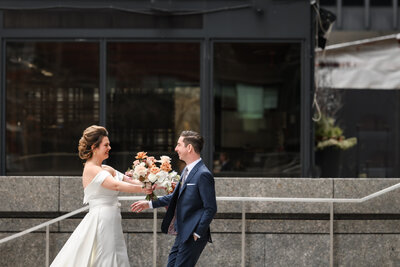 wedding photos at Coffee Oysters & Champagne Bar in Toronto