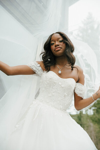Bridal editorial featuring a vintage gown with veil highlighting timeless elegance.