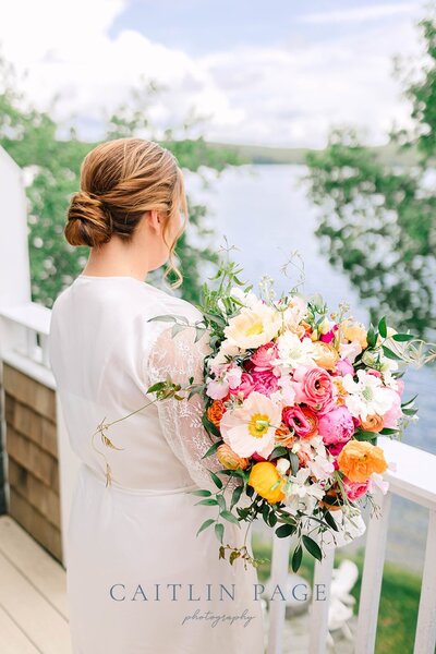 Bright and colorful  bridal bouquet at Mill Falls