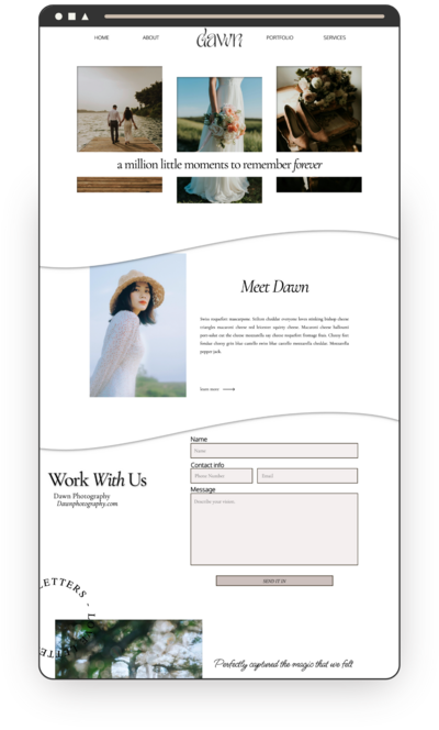 Simple website  design on a white background