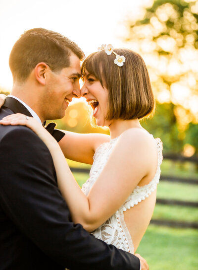 Couple posing with a sunset, Baltimore Wedding Photographer