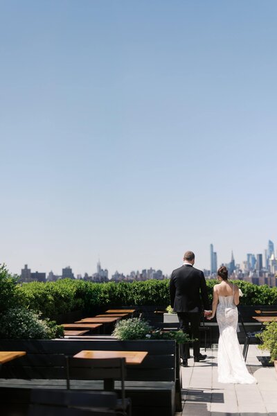 Terrace photo of the bride and groom at the wythe hotel in brooklyn