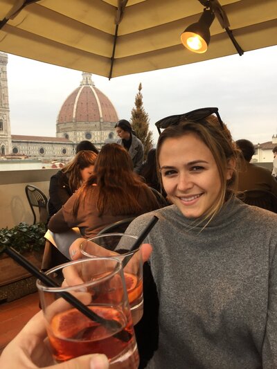 Sipping wine at an outdoor café in Paris