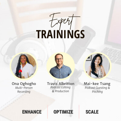 Pictures of 3 experts with the text expert trainings